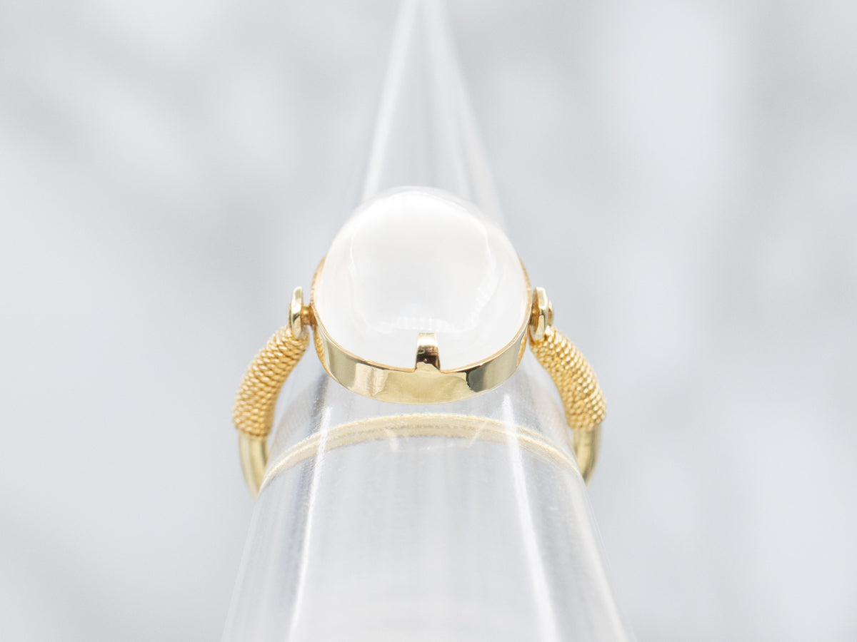 Vintage Bezel-Set Moonstone Gold Flip Ring