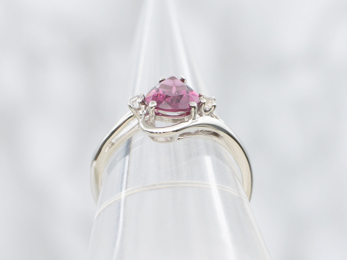 Teardrop Rhodolite Garnet and Synthetic Spinel Bypass Ring