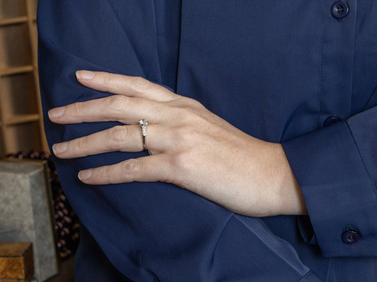 Diamond White Gold Engagement Ring in Scallop Setting