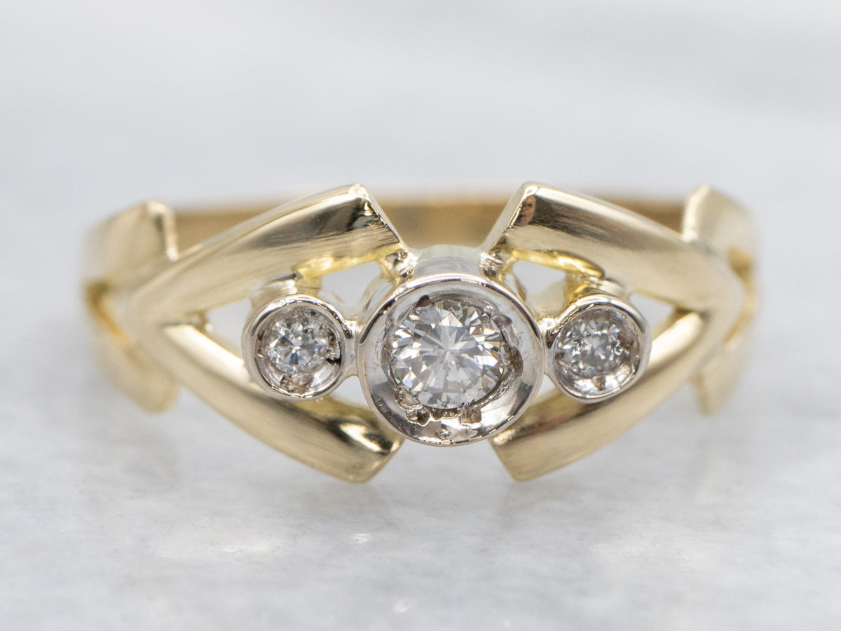 Modernist Bezel-Set Diamond Engagement Ring