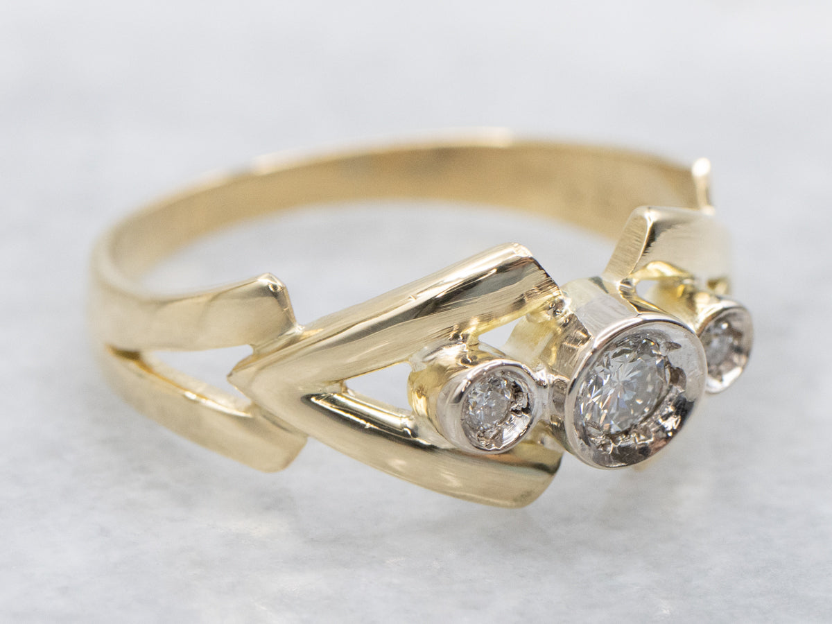 Modernist Bezel-Set Diamond Engagement Ring