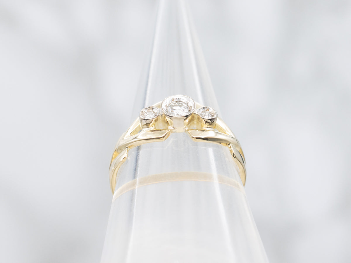 Modernist Bezel-Set Diamond Engagement Ring