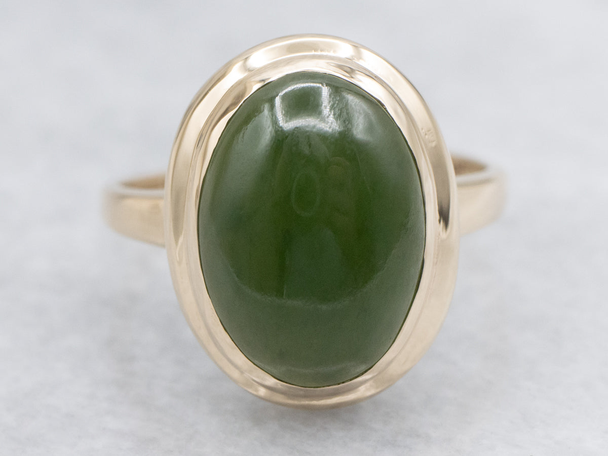 Vintage Nephrite Jade Yellow Gold Ring