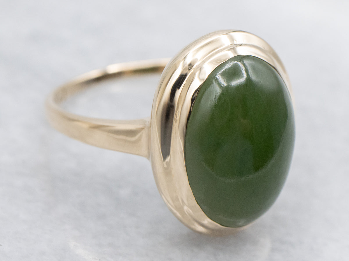 Vintage Nephrite Jade Yellow Gold Ring