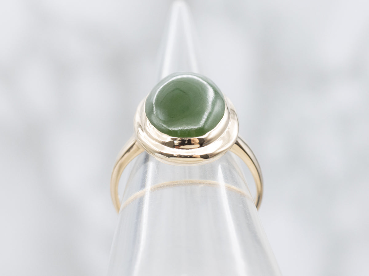 Vintage Nephrite Jade Yellow Gold Ring