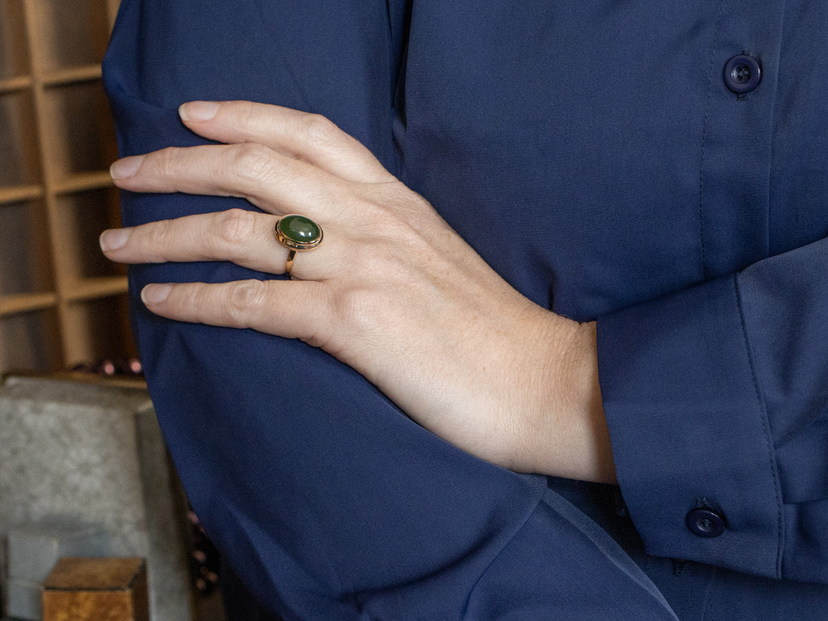 Vintage Nephrite Jade Yellow Gold Ring