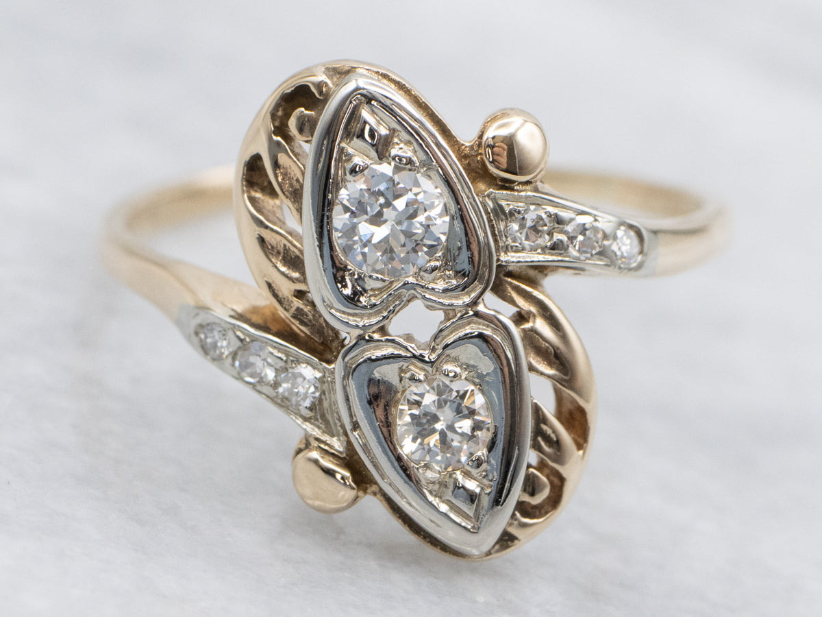 Retro Sweetheart Diamond Bypass Ring