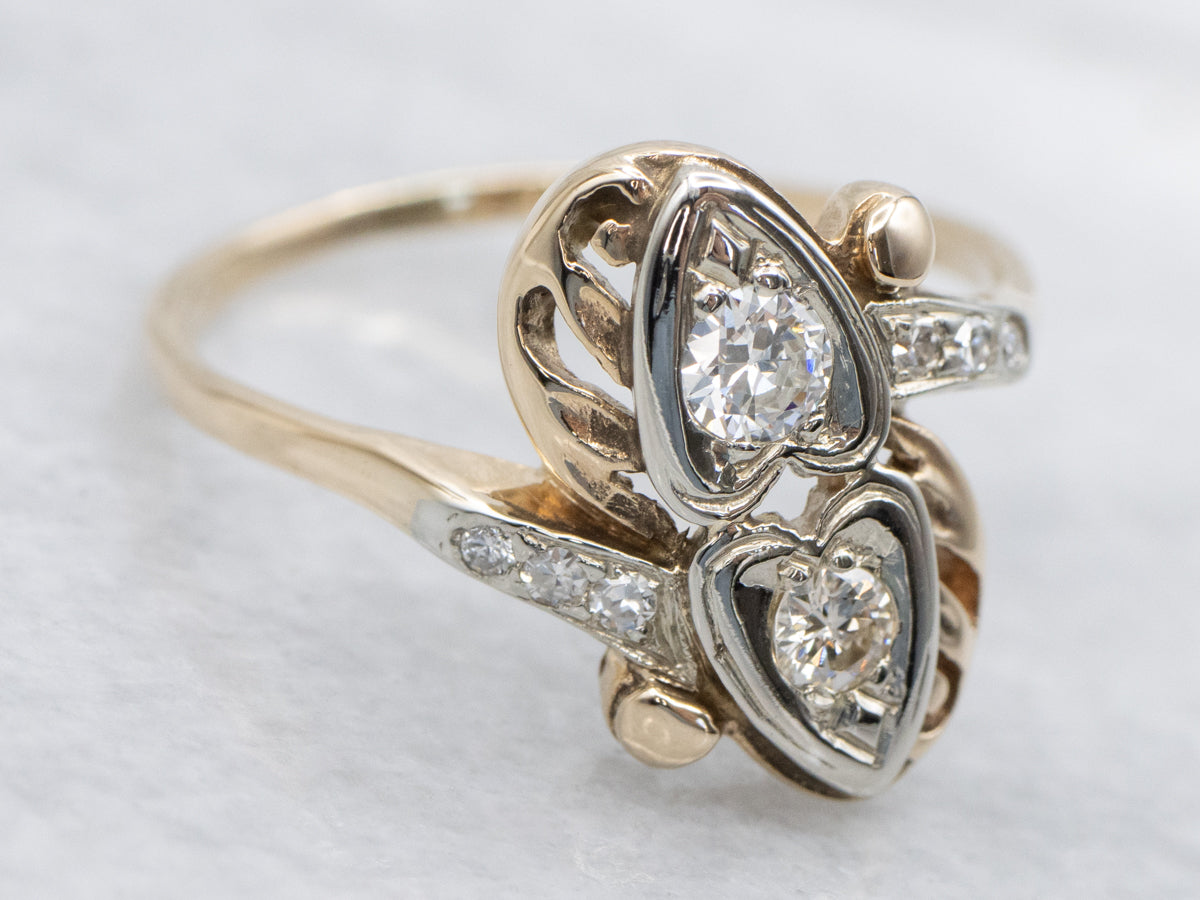 Retro Sweetheart Diamond Bypass Ring