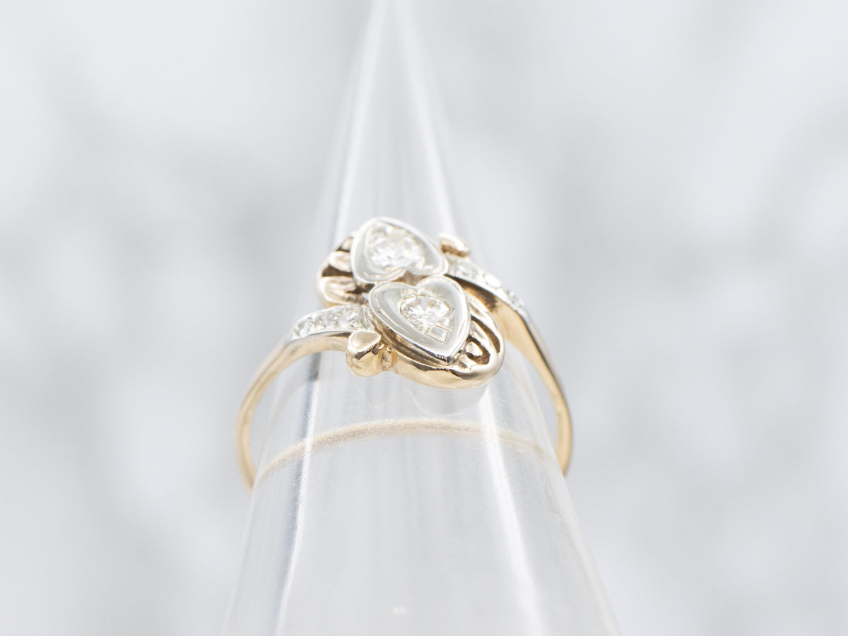 Retro Sweetheart Diamond Bypass Ring