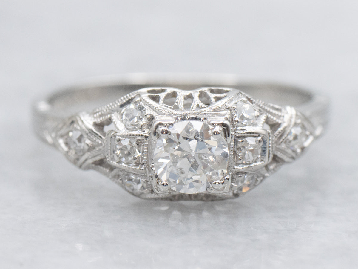 Art Deco Diamond Platinum Engagement Ring
