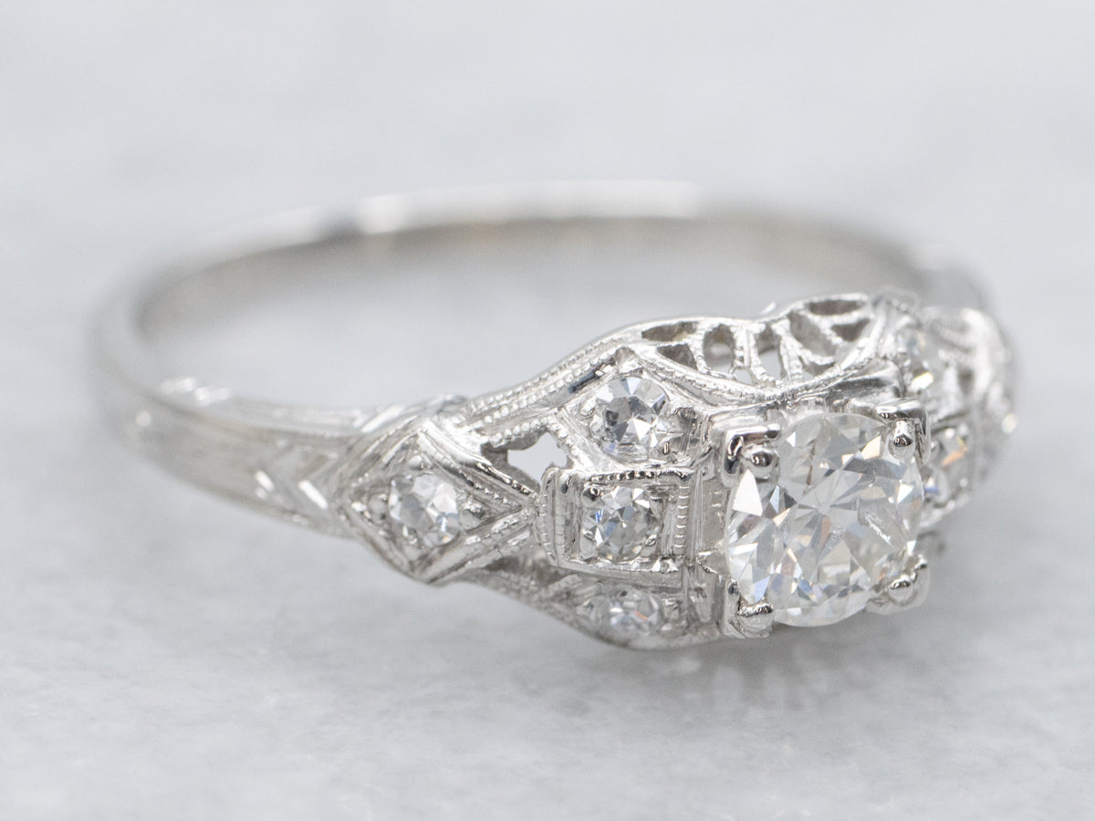 Art Deco Diamond Platinum Engagement Ring