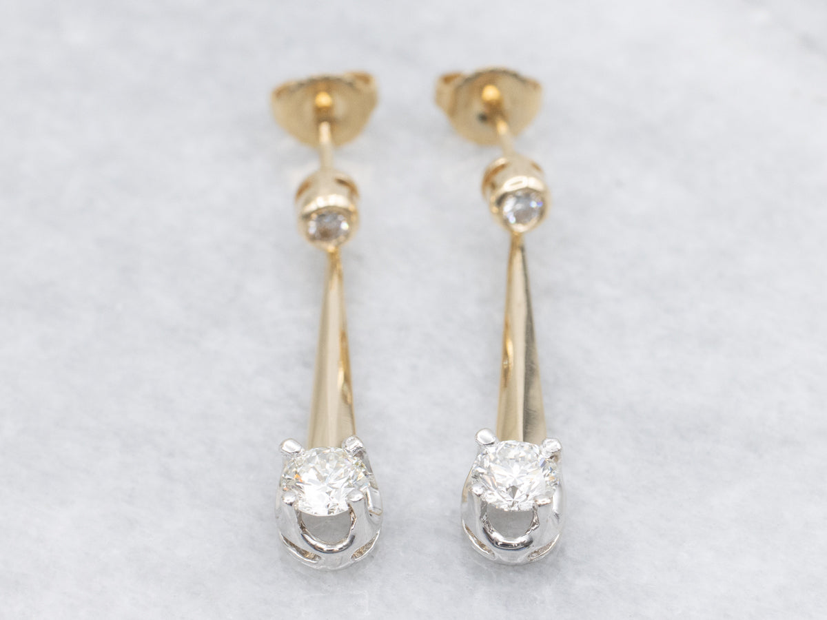 Diamond Bar-Set Drop Earrings