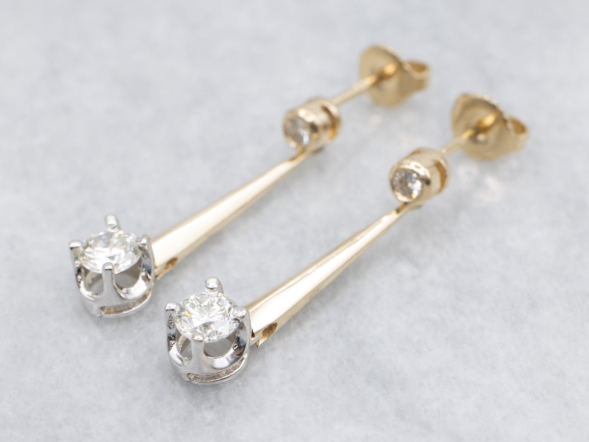 Diamond Bar-Set Drop Earrings