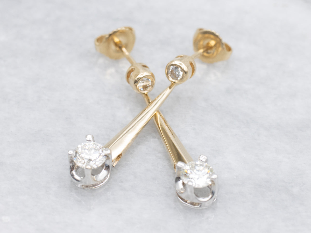 Diamond Bar-Set Drop Earrings