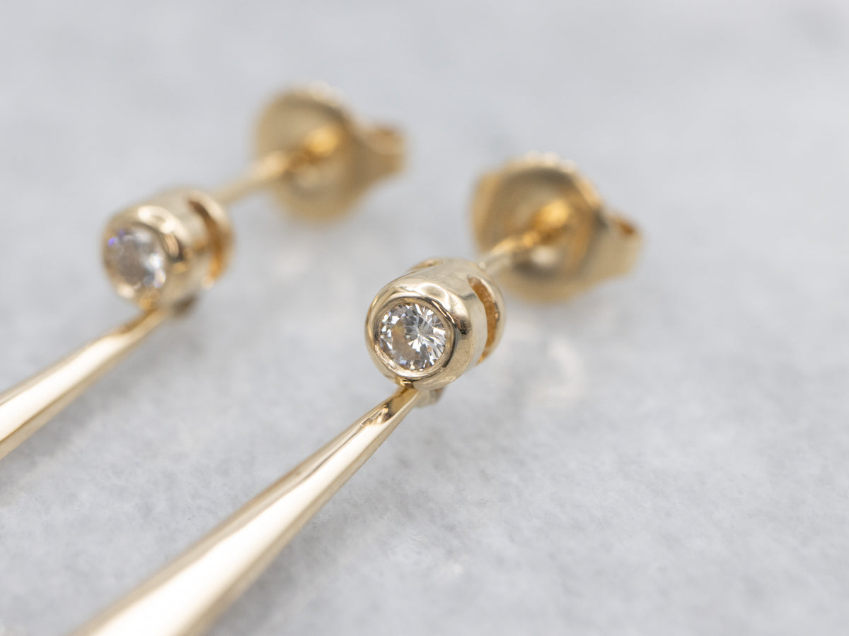 Diamond Bar-Set Drop Earrings