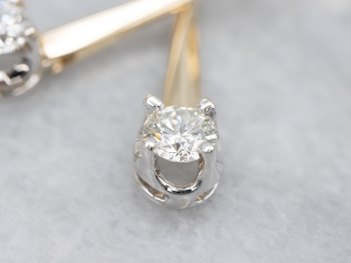 Diamond Bar-Set Drop Earrings