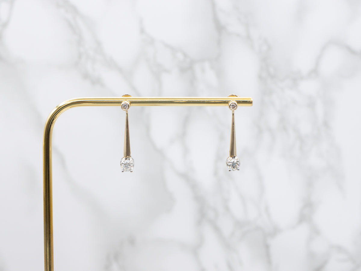 Diamond Bar-Set Drop Earrings