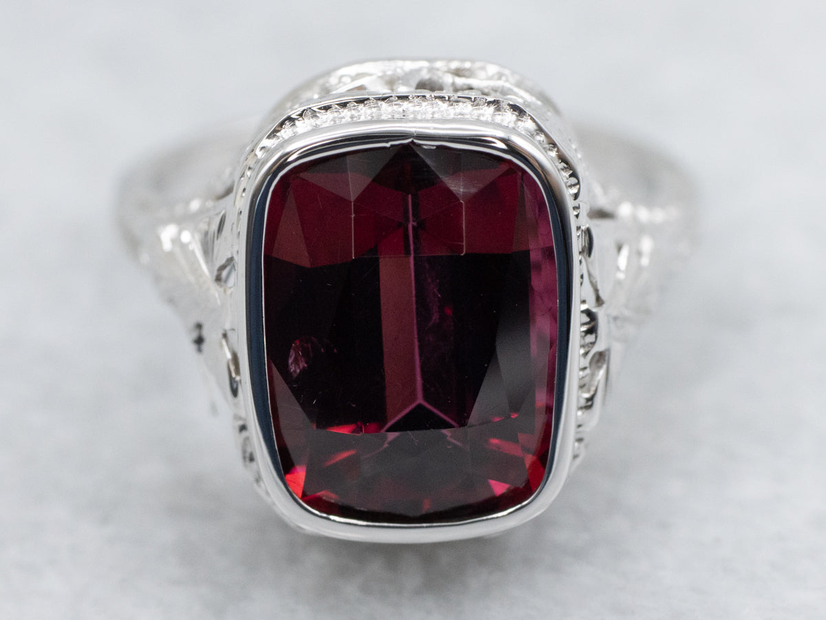 Art Deco Rhodolite Garnet Solitaire Ring