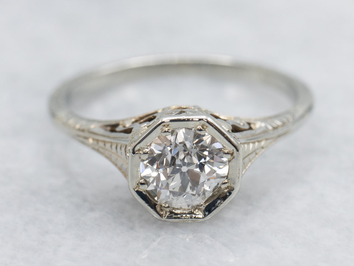 Old Mine Cut Diamond Antique Solitaire Ring
