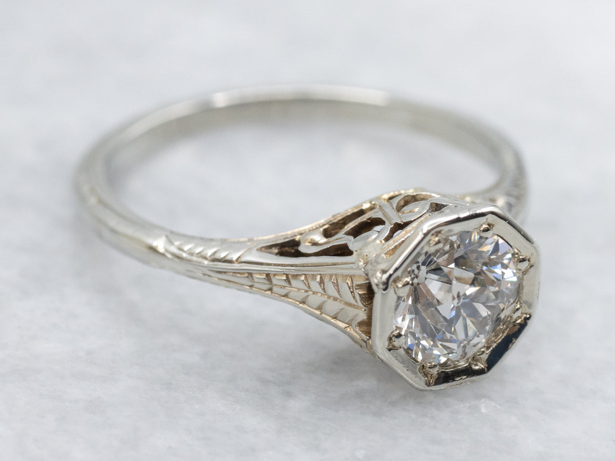 Old Mine Cut Diamond Antique Solitaire Ring