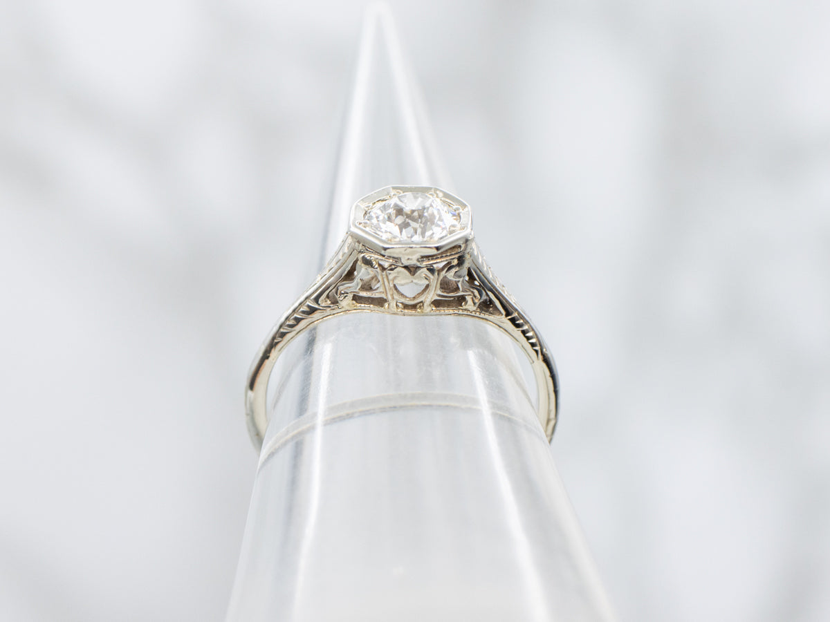 Old Mine Cut Diamond Antique Solitaire Ring