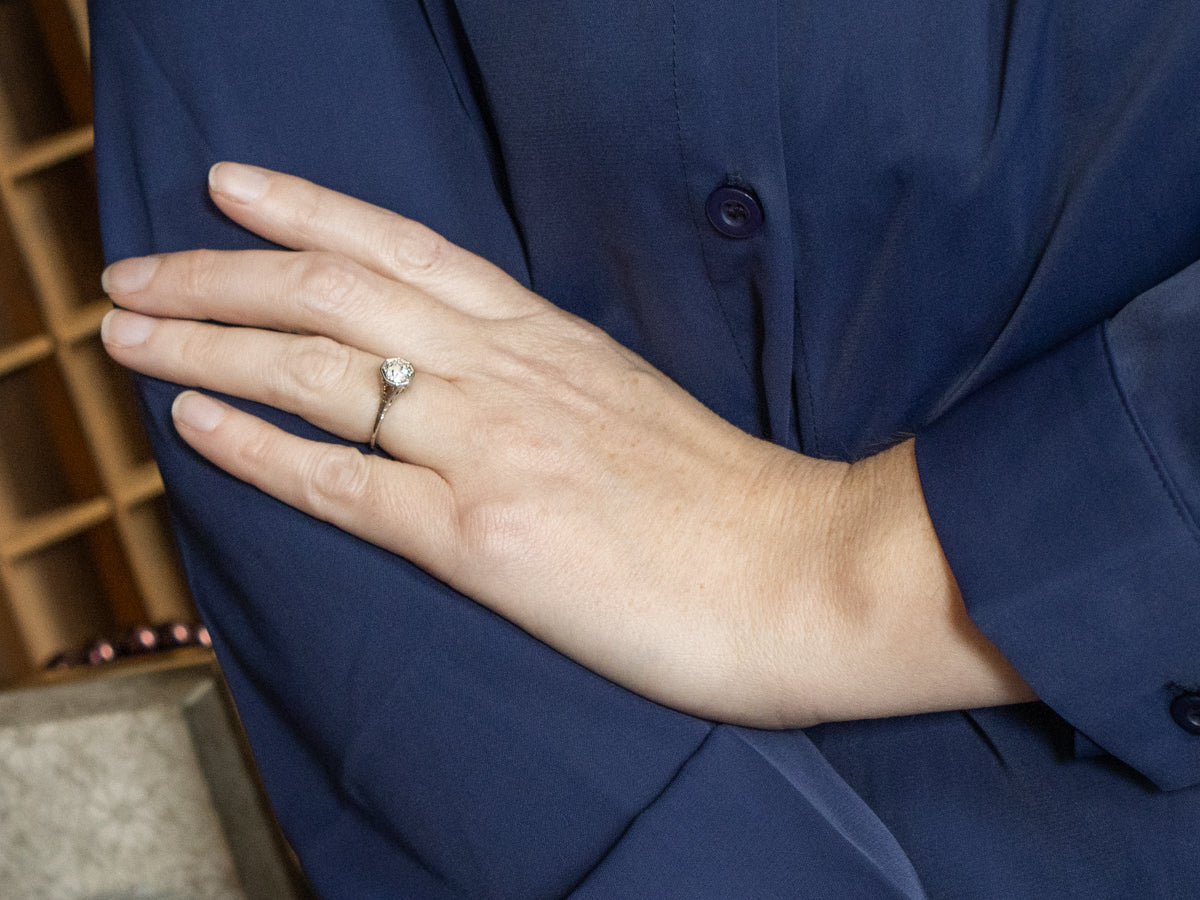 Old Mine Cut Diamond Antique Solitaire Ring