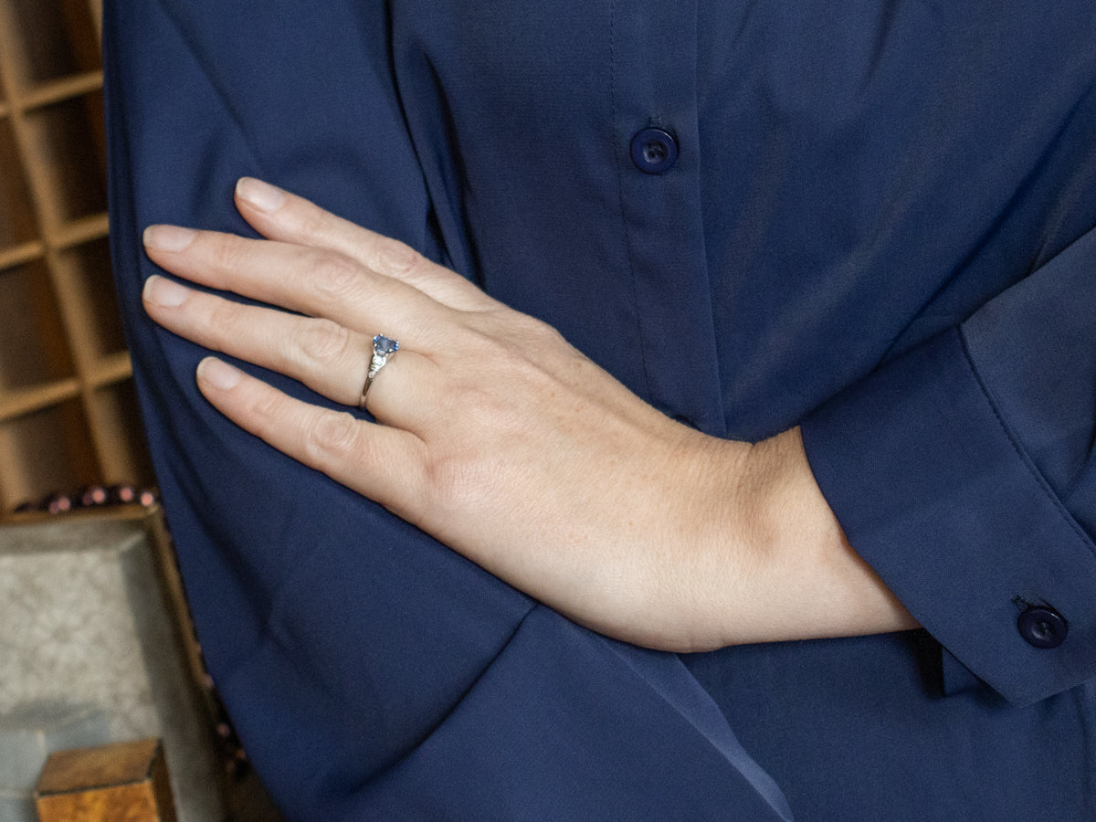 Platinum Oval-Cut Sapphire and Diamond Ring