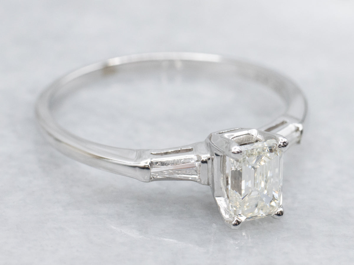 Emerald-Cut Diamond Three Stone Engagement Ring