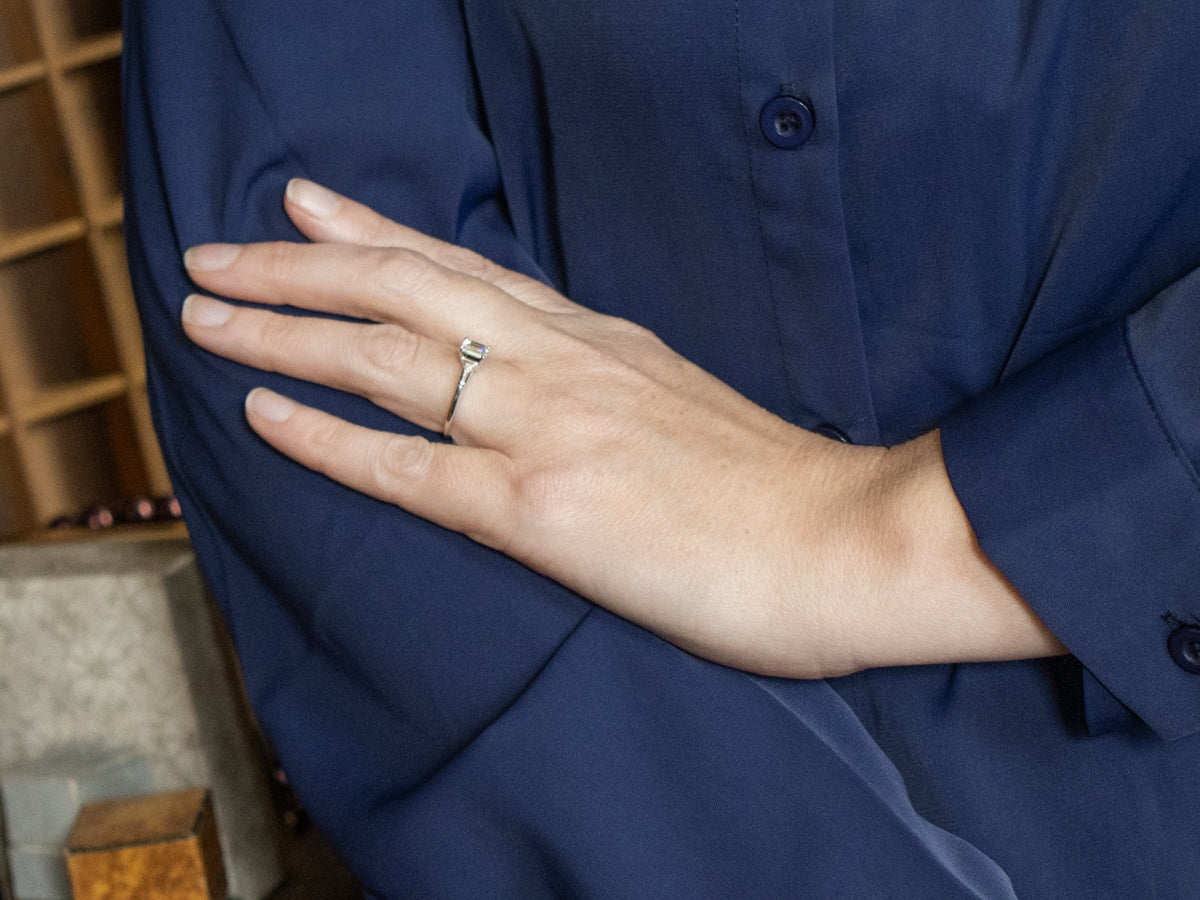 Emerald-Cut Diamond Three Stone Engagement Ring