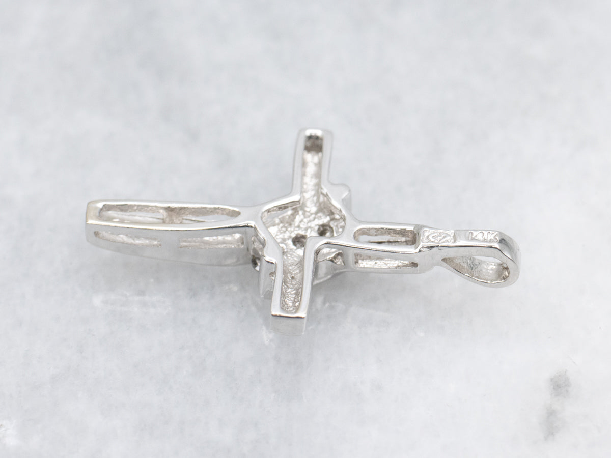 Modern White Gold Diamond Cross