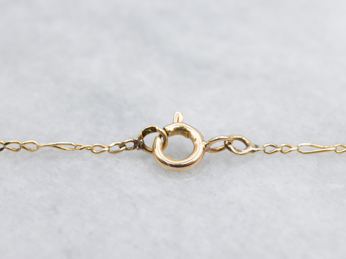 Two Tone Gold Anchor-Link Diamond Pendant Necklace