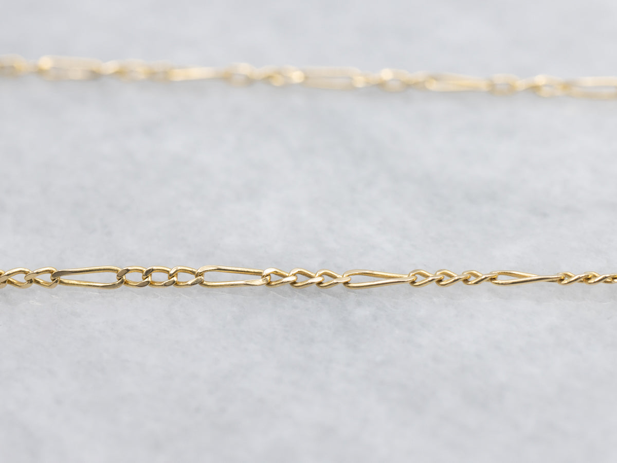 Two Tone Gold Anchor-Link Diamond Pendant Necklace