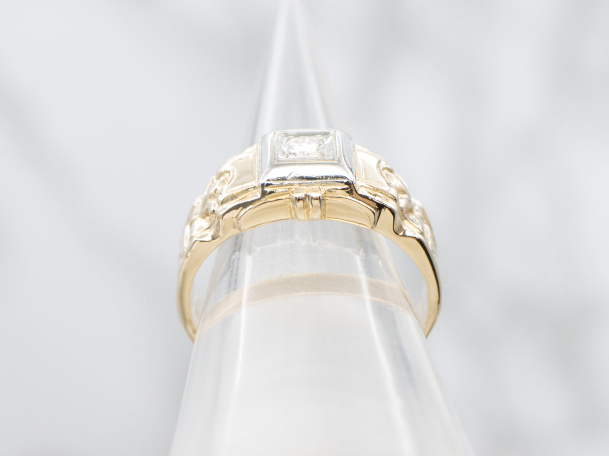 1950s Two Tone Gold Diamond Engagement Ring