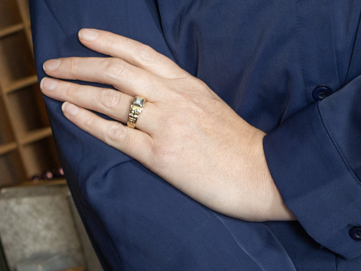 1950s Two Tone Gold Diamond Engagement Ring