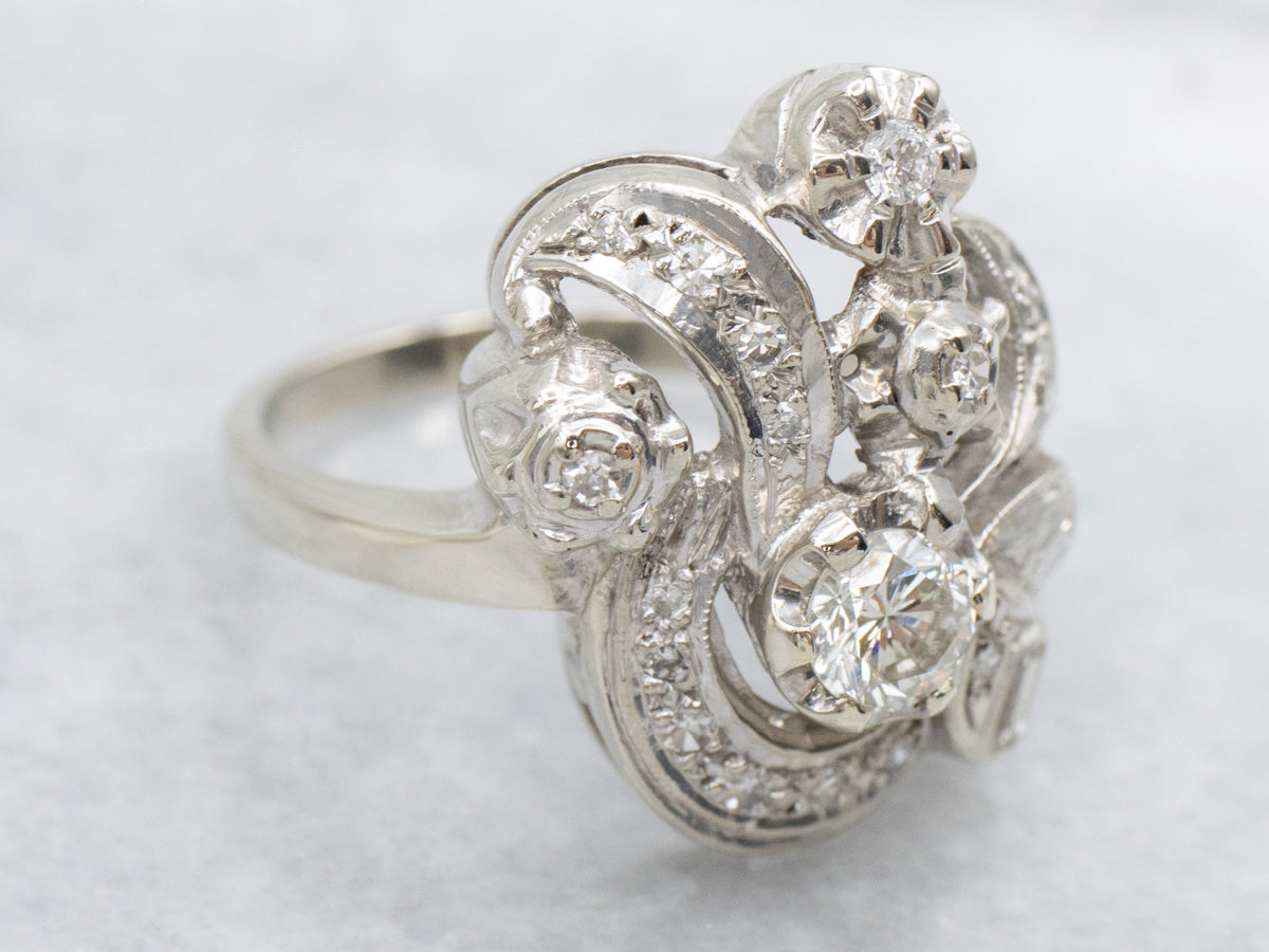 Sparkling 1950s Diamond Cocktail Ring