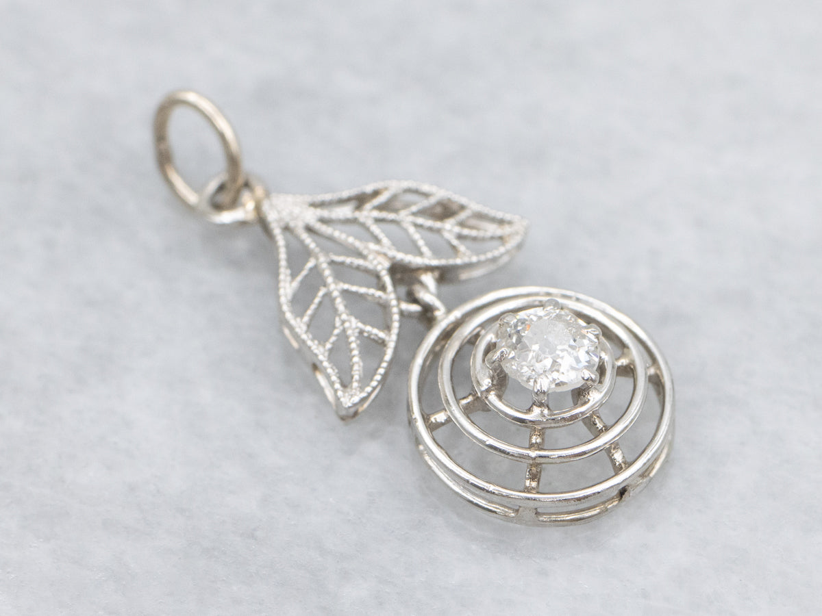 Antique Old Mine Cut Diamond Floral Pendant