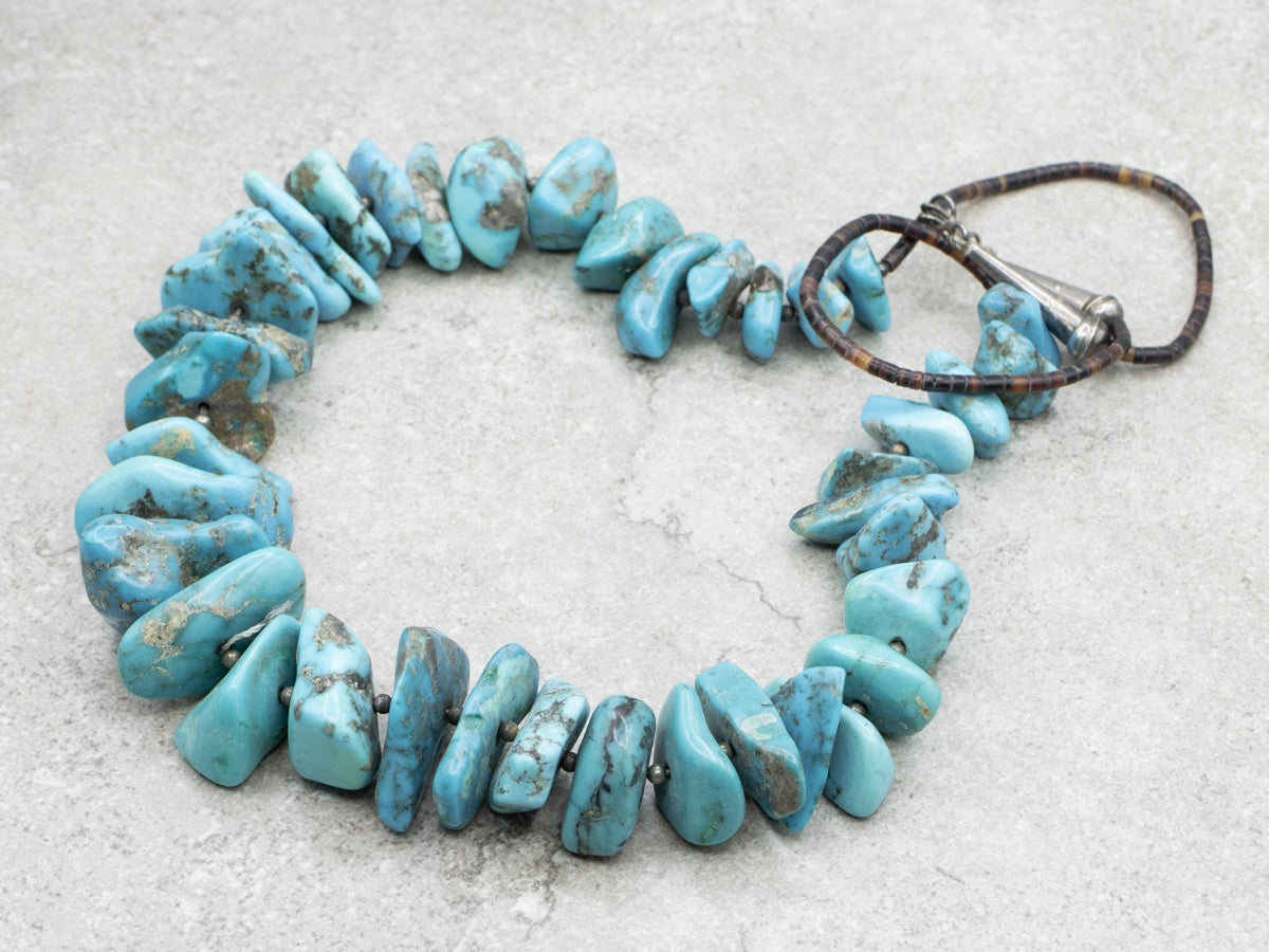 Sterling Silver Turquoise and Heishi Beaded Necklace