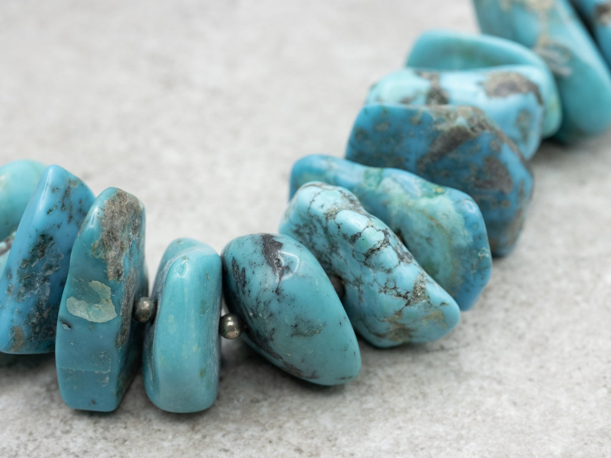 Sterling Silver Turquoise and Heishi Beaded Necklace