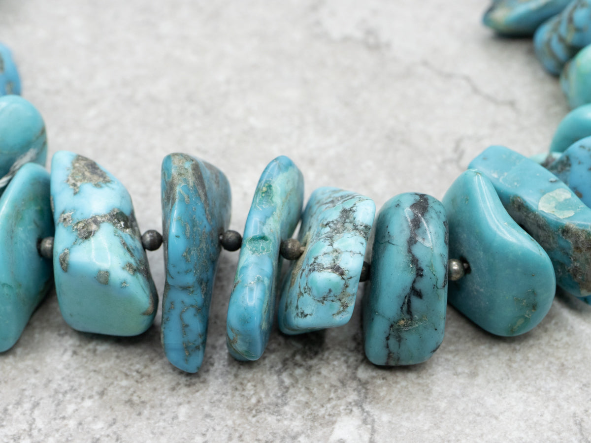 Sterling Silver Turquoise and Heishi Beaded Necklace