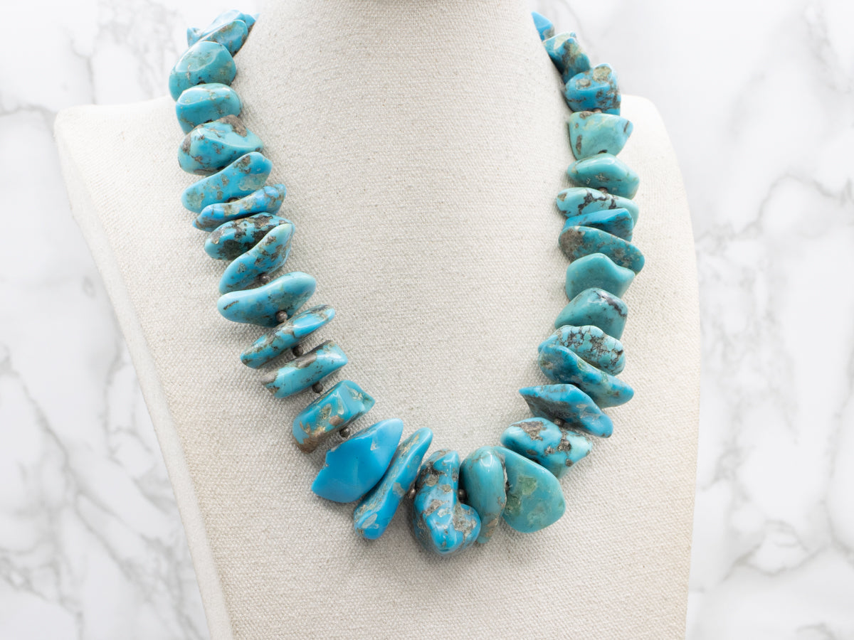 Sterling Silver Turquoise and Heishi Beaded Necklace
