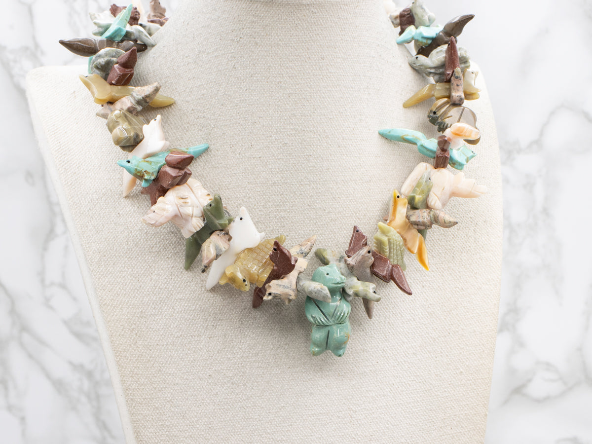 Rare Native American Totem Animal Beaded Necklace