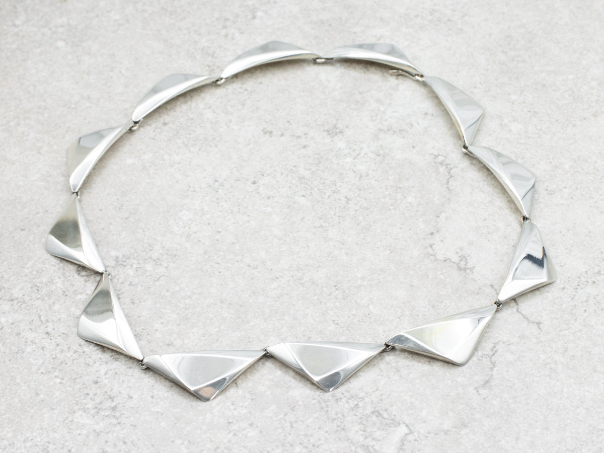 Danish Modernist Necklace and Bracelet Sterling Silver Jewelry Set