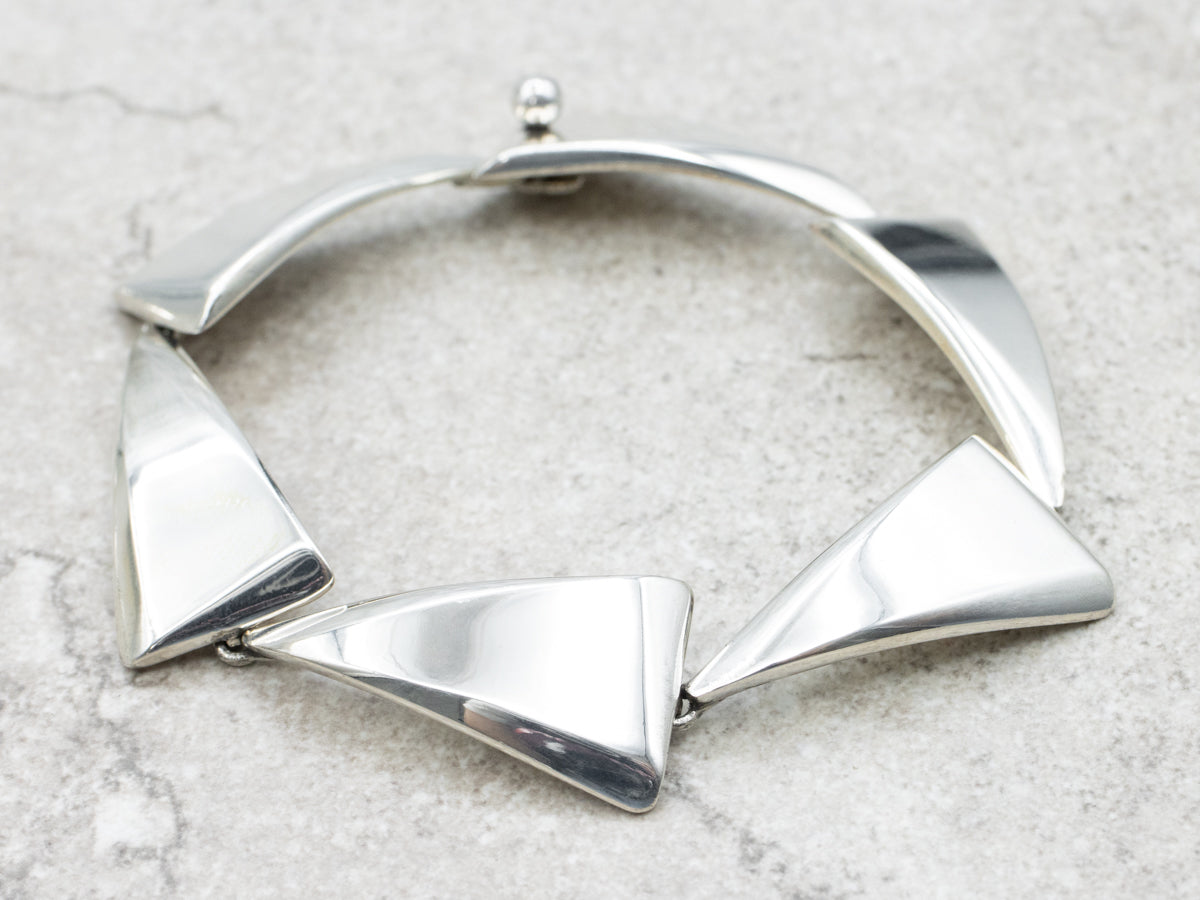 Danish Modernist Necklace and Bracelet Sterling Silver Jewelry Set