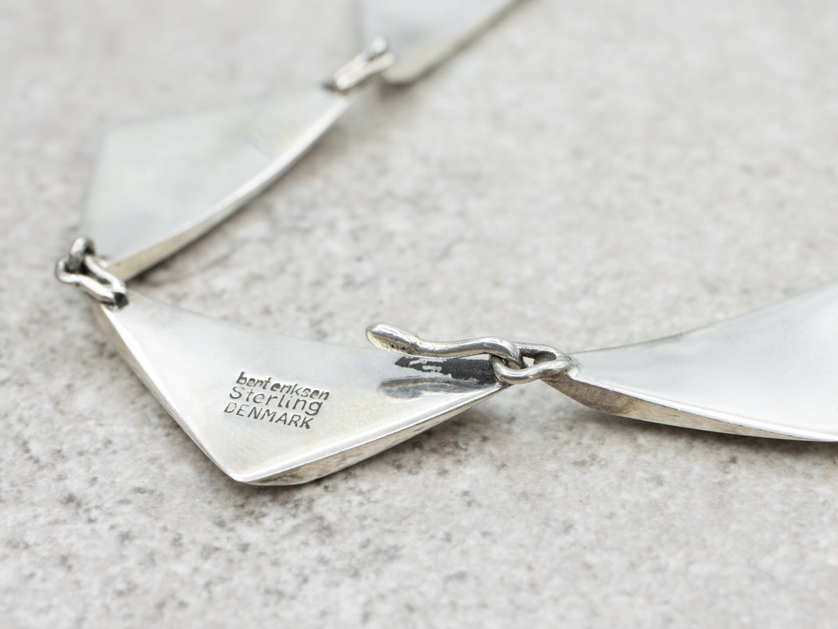 Danish Modernist Necklace and Bracelet Sterling Silver Jewelry Set