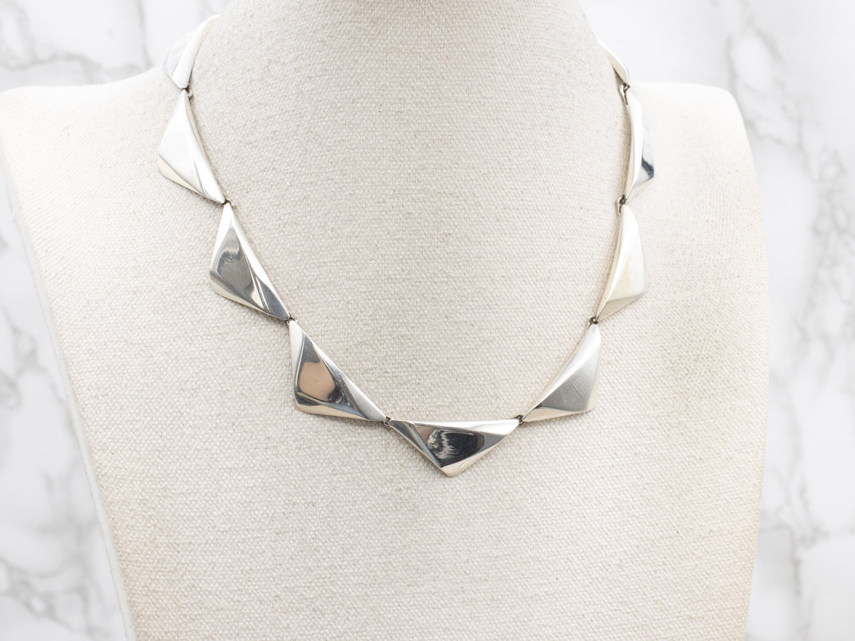 Danish Modernist Necklace and Bracelet Sterling Silver Jewelry Set