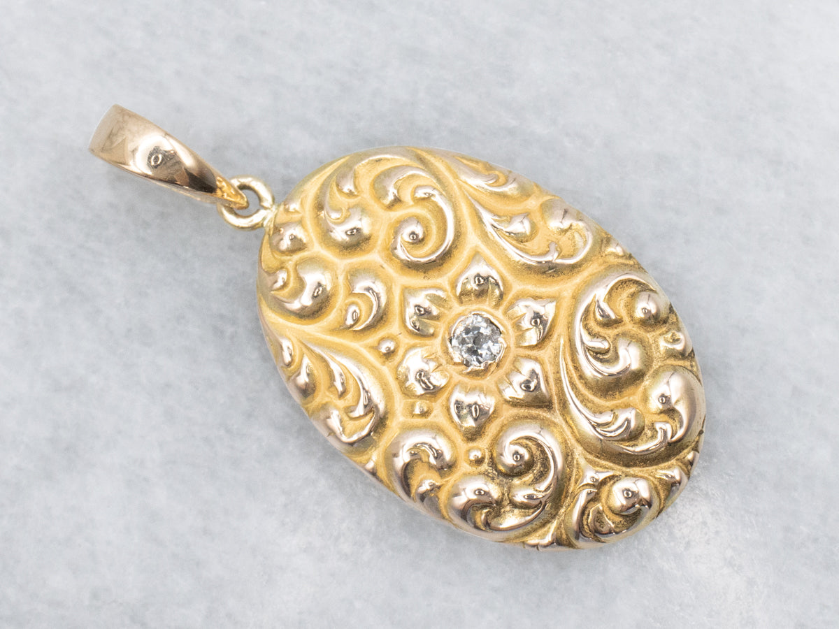 Floral Cufflink Conversion Old Mine Cut Diamond Pendant