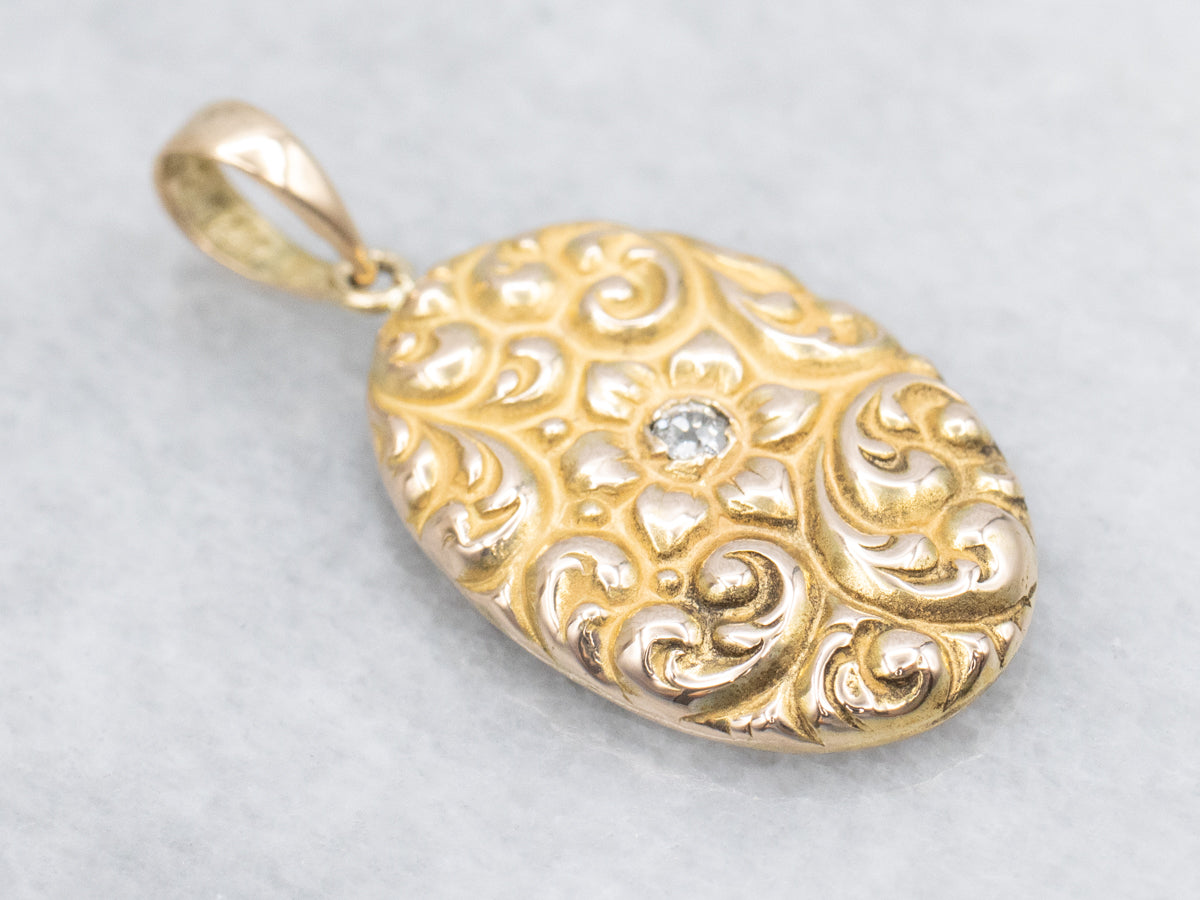 Floral Cufflink Conversion Old Mine Cut Diamond Pendant