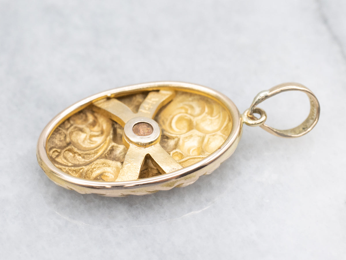 Floral Cufflink Conversion Old Mine Cut Diamond Pendant