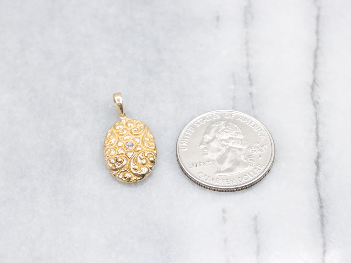 Floral Cufflink Conversion Old Mine Cut Diamond Pendant