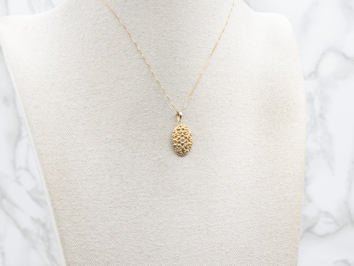 Floral Cufflink Conversion Old Mine Cut Diamond Pendant